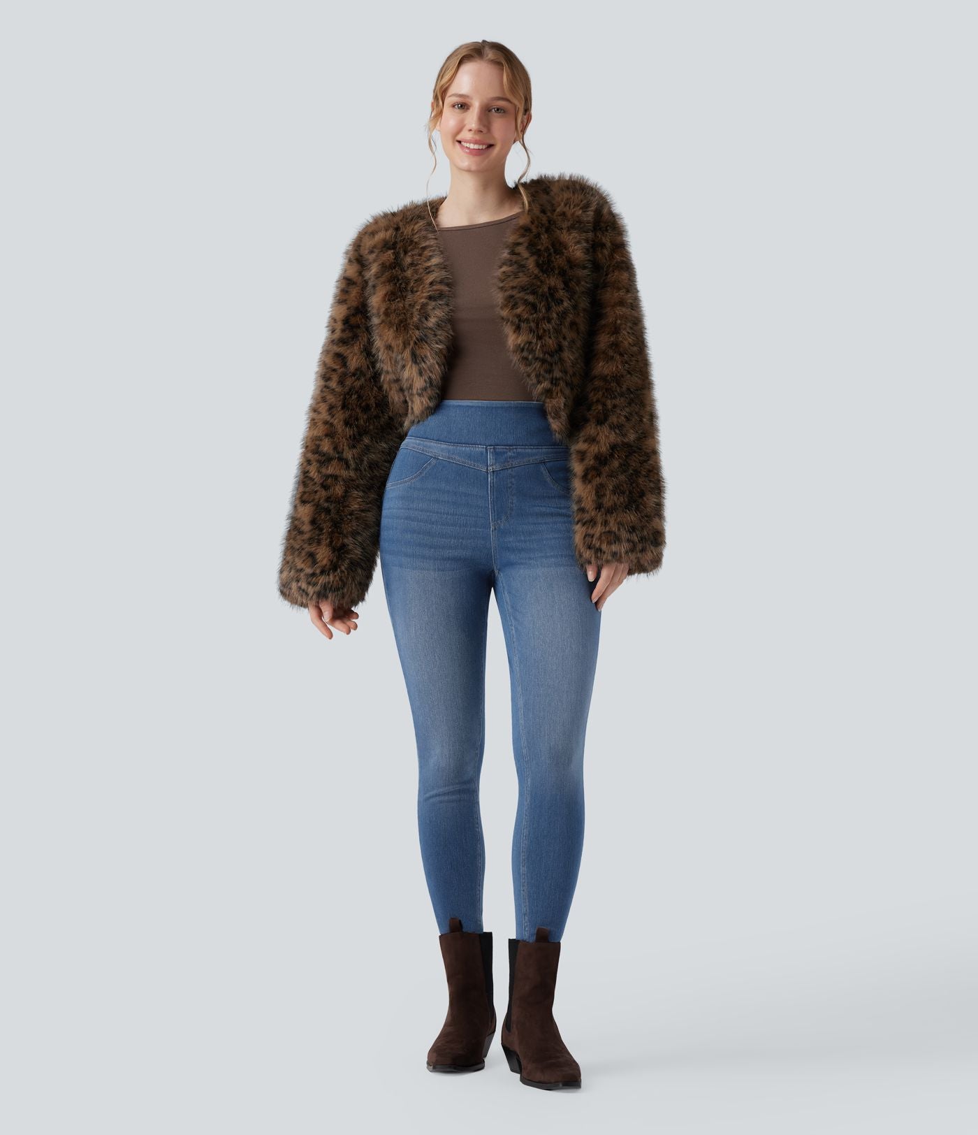 Legging skinny 7/8 en denim Halara Flex™ taille haute gainant avec poches