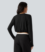 T-shirt col rond échancré manches longues