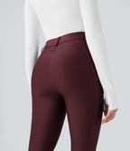 Legging 7/8 brillant taille haute avec poches