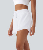 Short 12,5cm Running Fluide 2 en Taille Mi-Haut Cordon de Serrage Mesh Contrastant