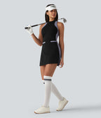 Halara UltraSculpt™ Robe mini de golf sans manches col cheminée color block avec poches