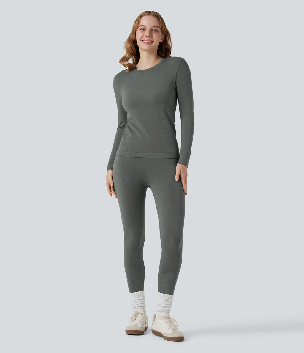 Legging 7/8 thermique gainant taille haute sans couture HeatCore OneForm Seamless Flow