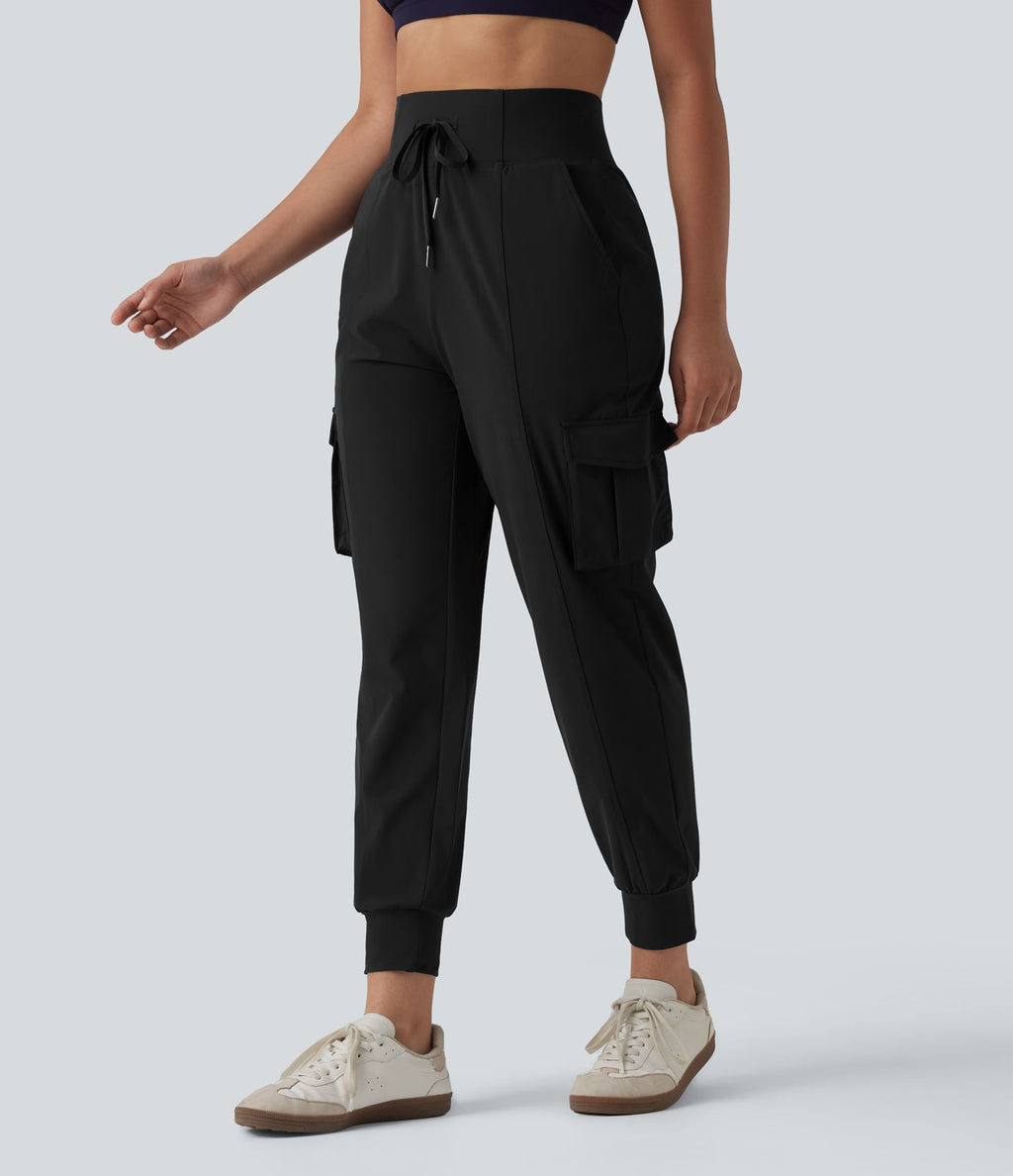 Jogging cargo décontracté à séchage rapide effet frais InstantCool taille haute avec cordon de serrage et poches, protection solaire UPF40+