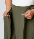 Pantalon Tailleur Large Fluide Taille Haute Fermeture Éclair Invisible
