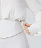 PuffFlex Manteau doudoune 3-en-1 court casual à col montant et veste à ourlet arrondi avec passants pouces et poche
