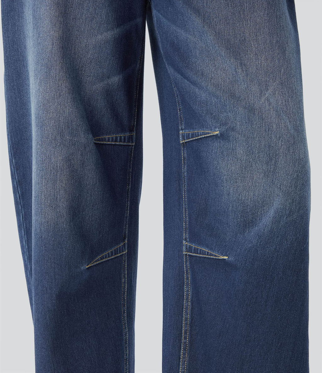 Jean Barrel 7/8 décontracté taille mi-haute avec poches Halara Flex™