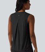 Débardeur de sport à col rond et ourlet arrondi, doux au toucher, protection solaire UPF50+