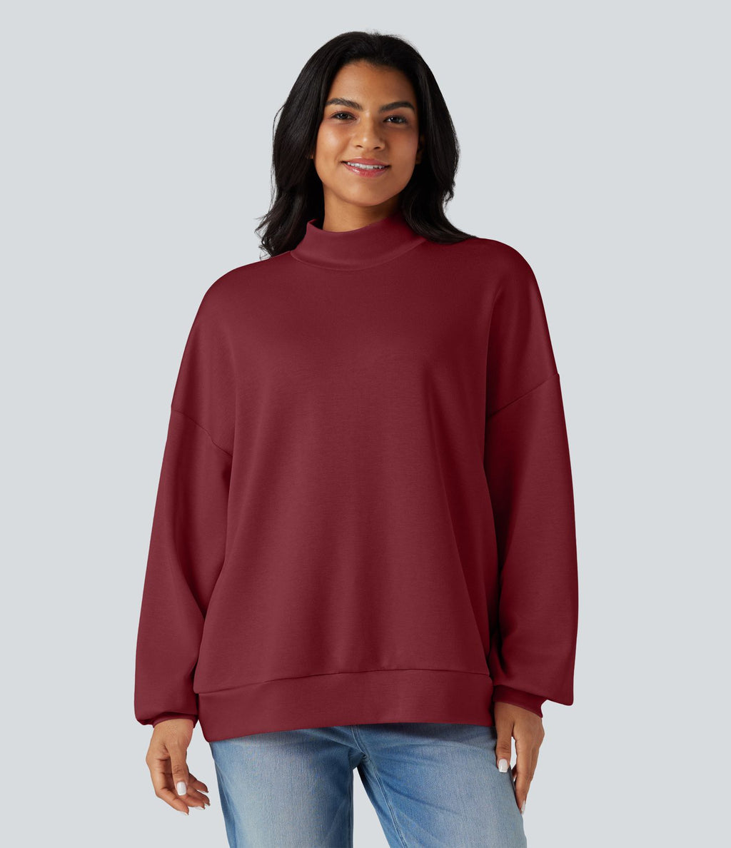 Sweatshirt casual col montant coupe décontractée avec poches