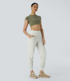Jogging Casual Uni Taille Haute Poche Latérale