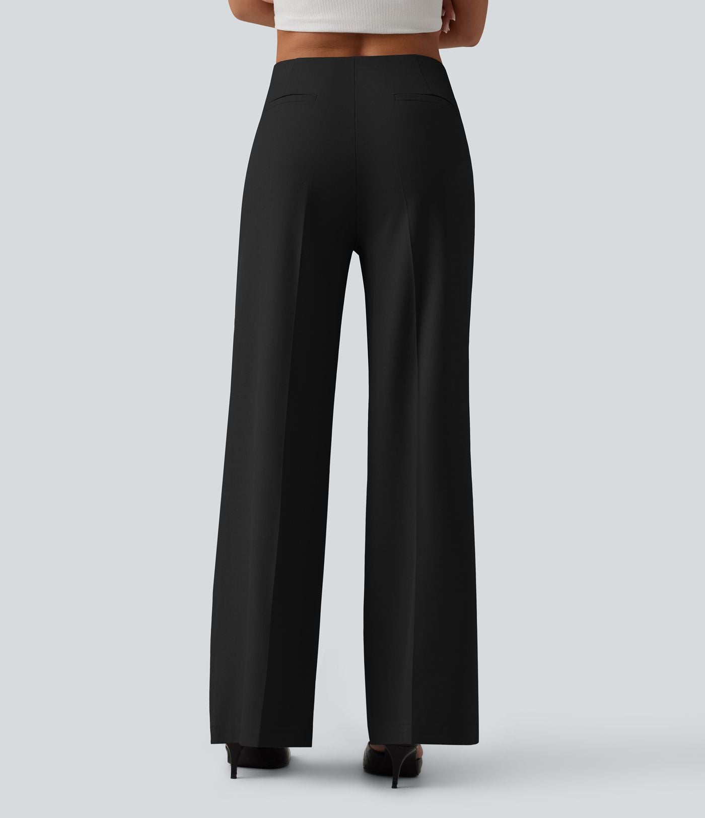Pantalon tailleur large taille basse avec poches