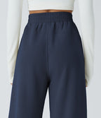 Pantalon velours côtelé de jogging décontracté à taille haute avec poches latérales