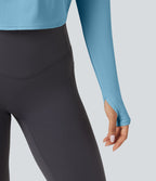 Top de sport yoga SoftlyZero™ QuickDry 2-en-1 dos nu torsadé manches longues avec trous pouces