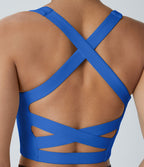 Débardeur yoga court SoftlyZero™ Airy col carré dos nu bretelles croisées effet frais InstantCool, bonnets A-C, protection solaire UPF50+