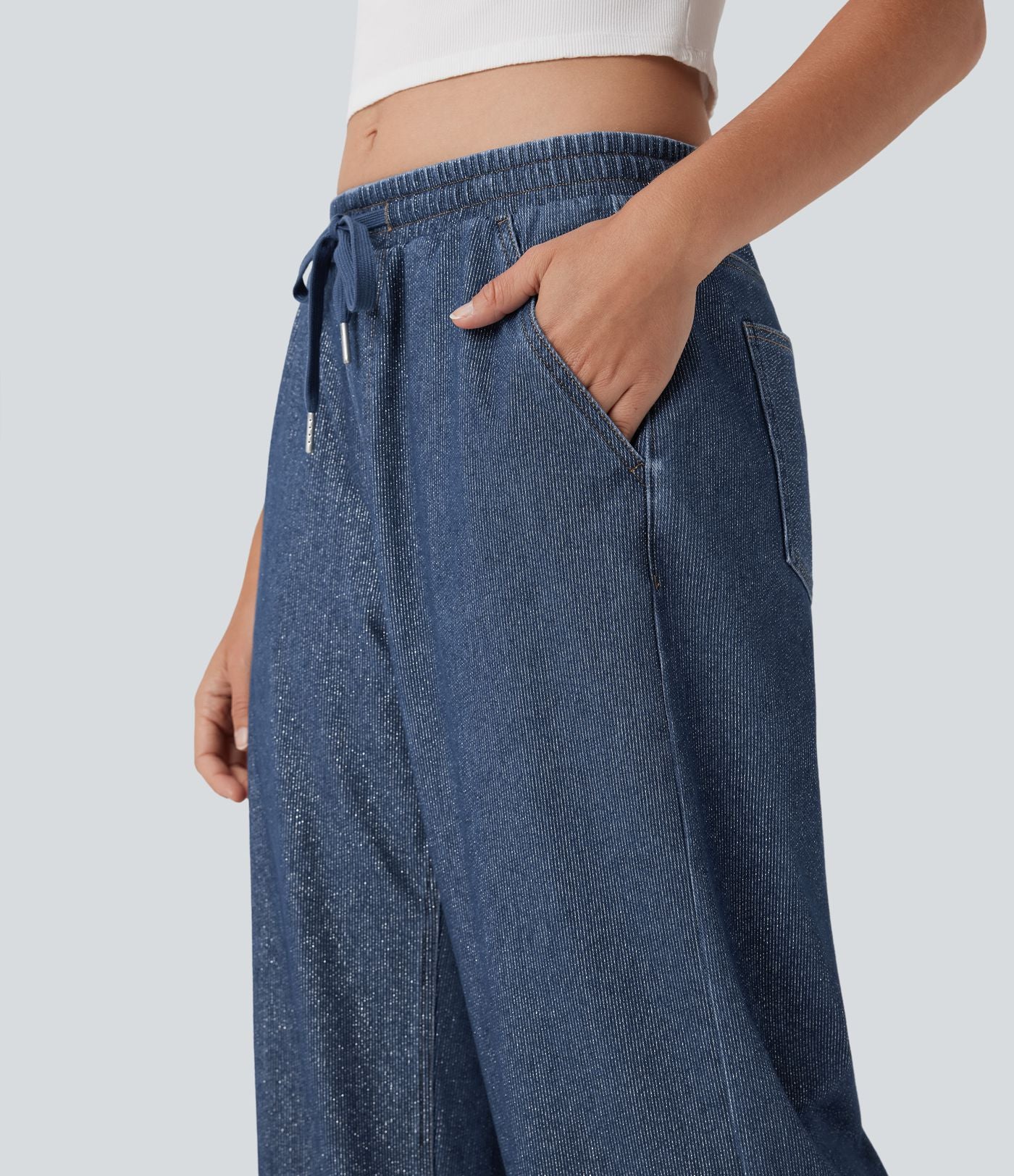 Jogging taille basse Halara Flex™ jambes larges, effet sparkle, avec poches