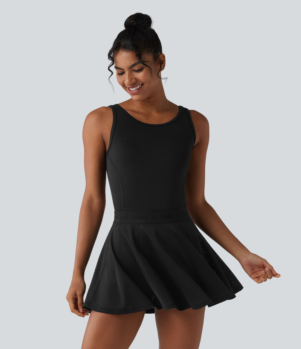 Barboteuse de yoga dos nu sans manches en mesh respirant avec jupe amovible et poches – Easy Peasy
