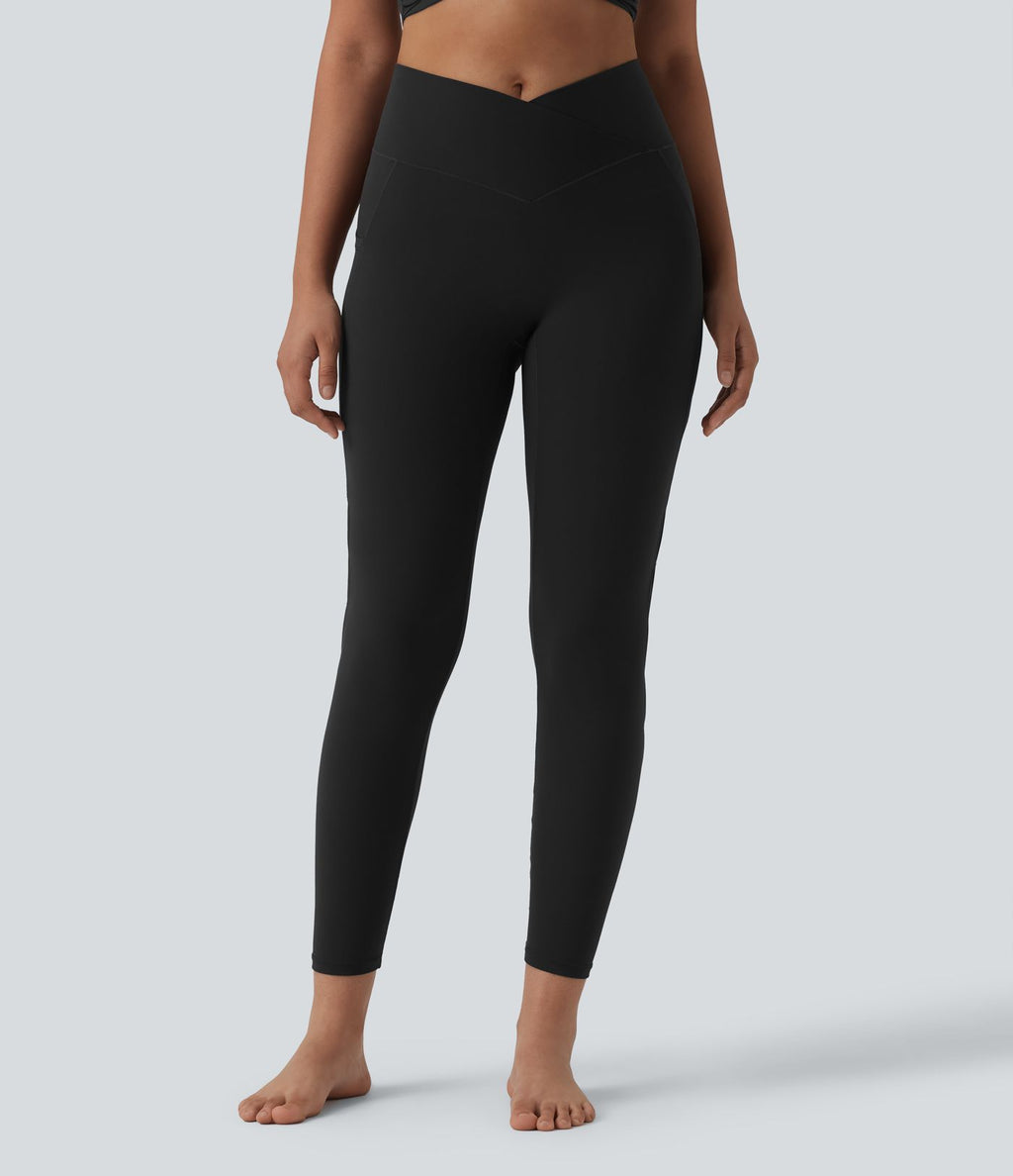 Legging de yoga SoftlyZero™ 7/8 taille haute croisée découpes avec poches - UPF50+