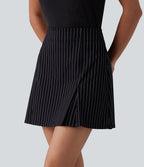 Jupe mini allongée trapèze taille haute 2-en-1 effet frais InstantCool à rayures pour le travail