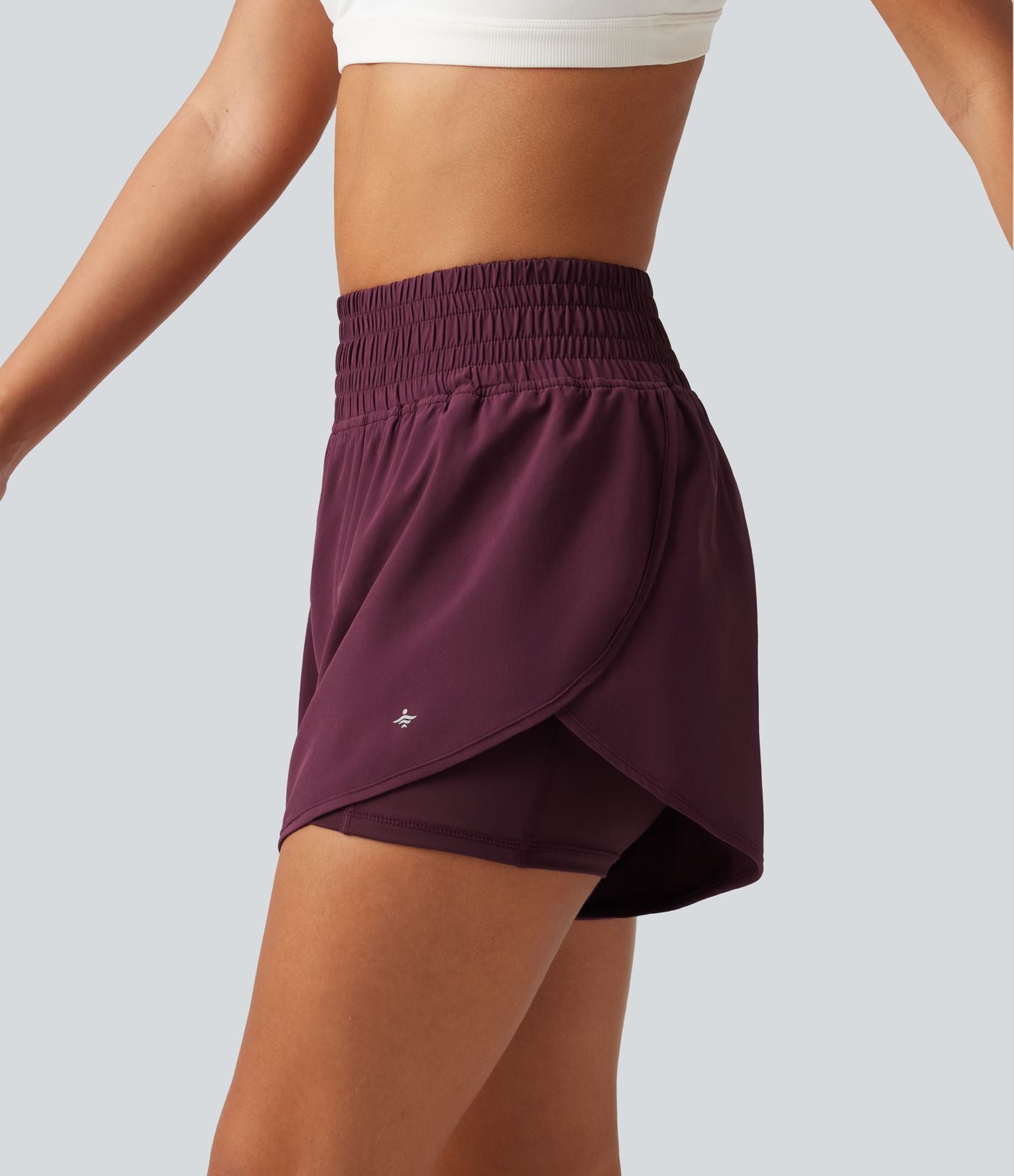 Short de running 2-en-1 Breezeful™ taille haute à ourlet croisé arrondi, séchage rapide, poches, 7,5 cm