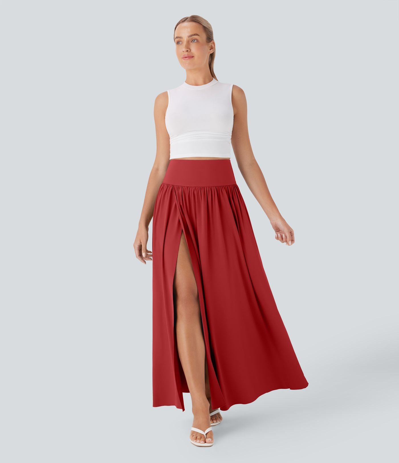 Jupe maxi fluide 2-en-1 gainante taille haute à séchage rapide Breezeful™