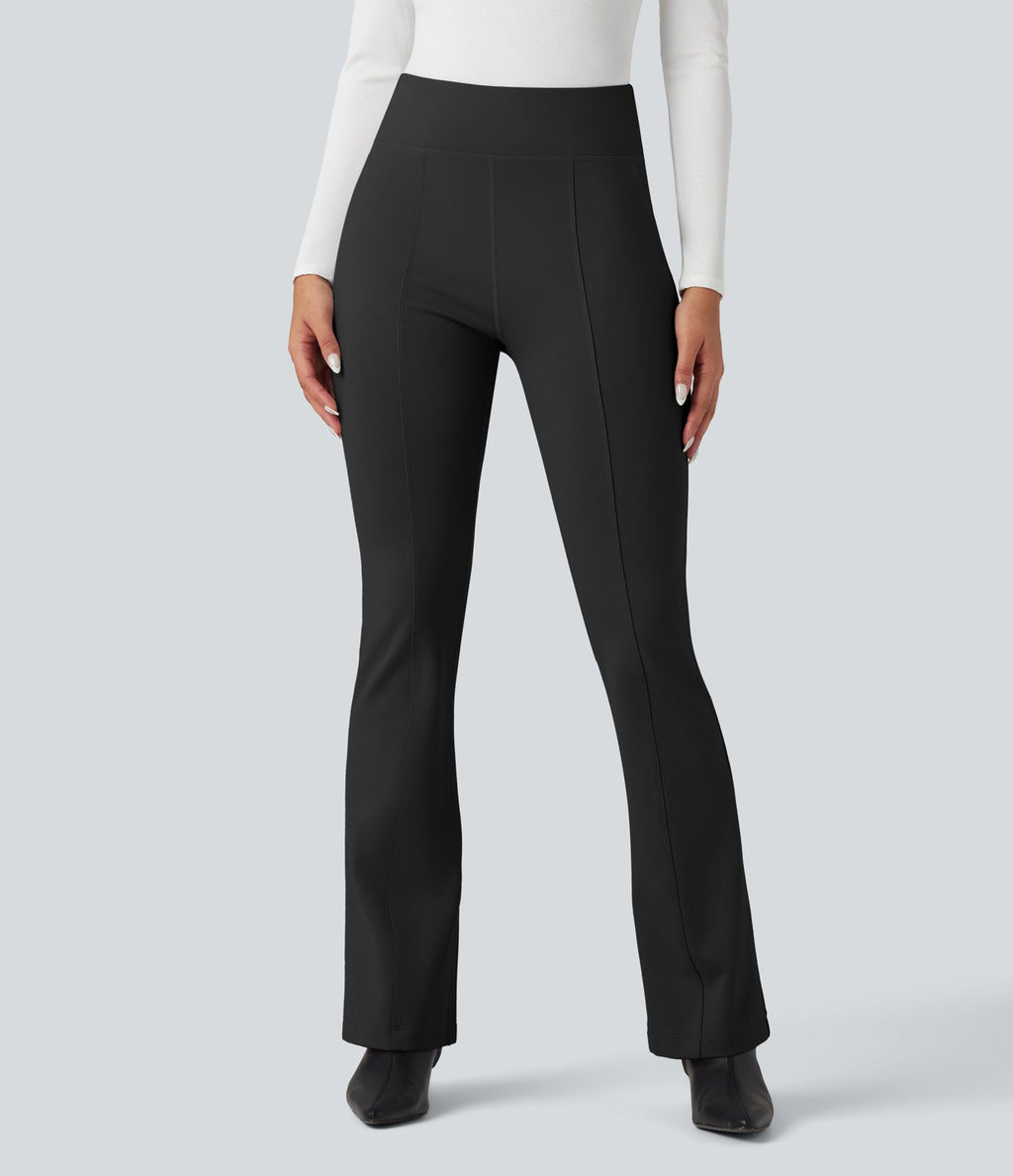 Pantalon tailleur évasé taille haute avec poches