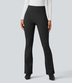 Pantalon tailleur évasé taille haute avec poches