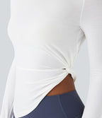 Haut de sport yoga asymétrique séchage rapide manches longues avec trous pouces