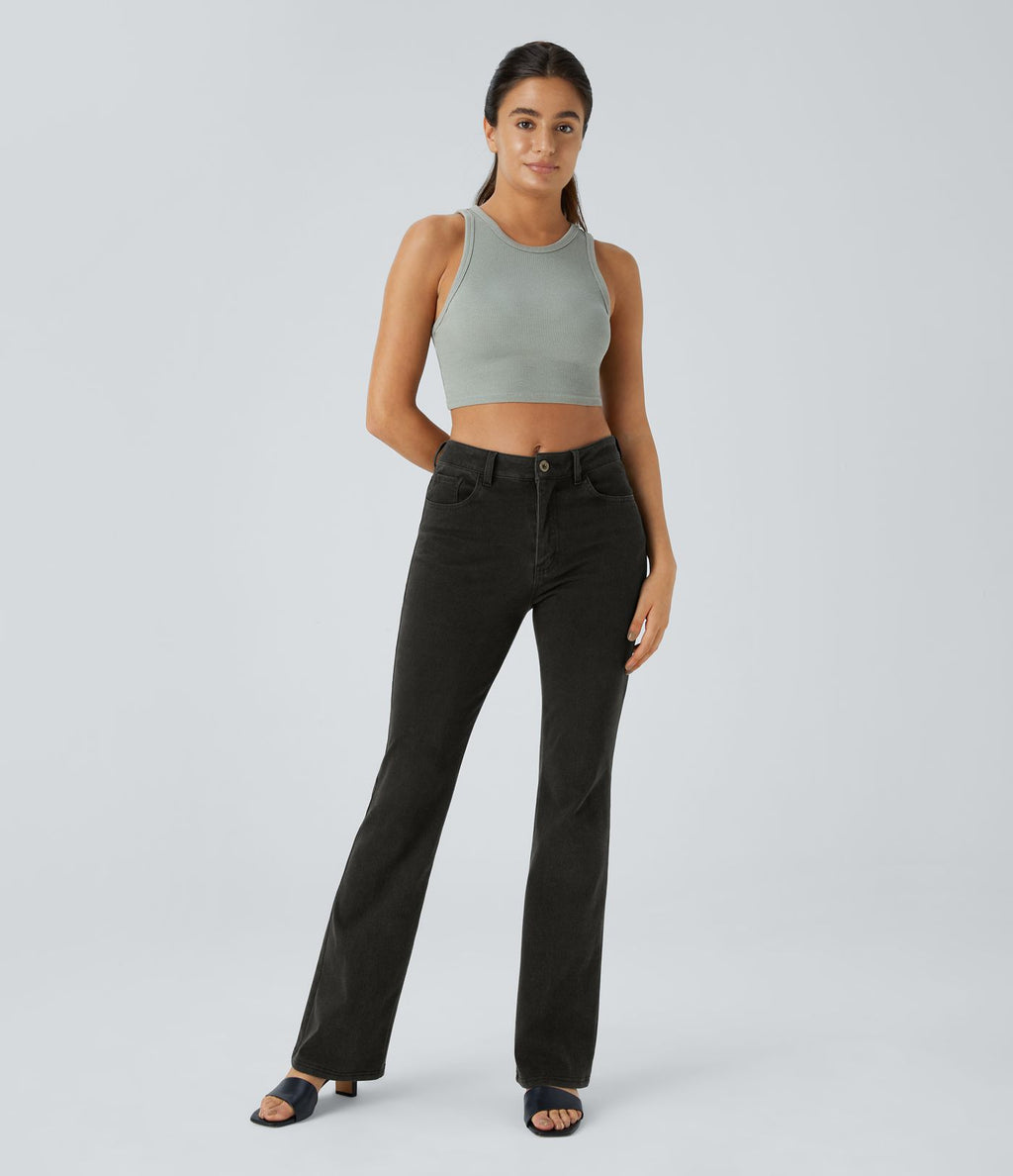 Halara Flex™ Jean Évasé Casual Taille Mi-haute Tricot Extensible Boutonnés Poches