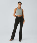 Halara Flex™ Jean Évasé Casual Taille Mi-haute Tricot Extensible Boutonnés Poches