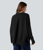 Pull col V manches raglan longues coupe décontractée