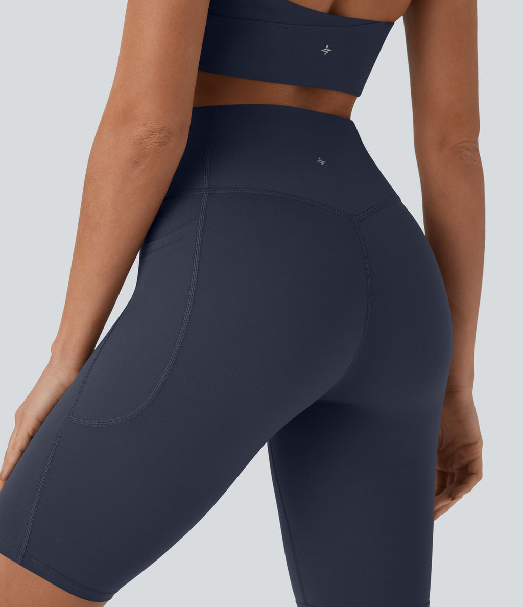 Short cycliste 22,8 cm d'entraînement gainant taille haute avec poches Halara UltraSculpt™