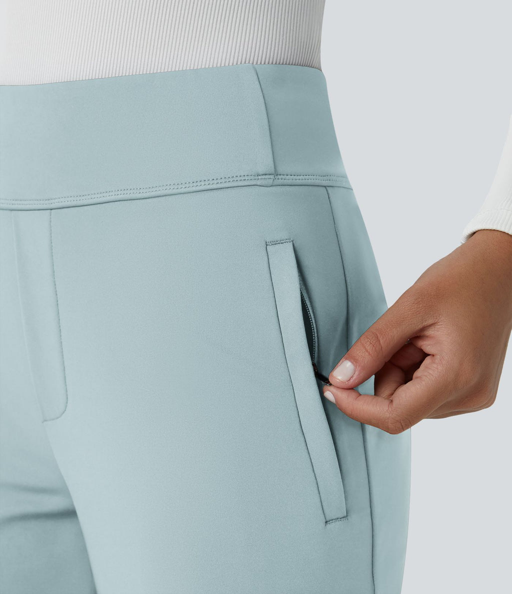 Pantalon tailleur évasé taille mi-haute Halara Flex™ DayStretch avec zip latéral et poches