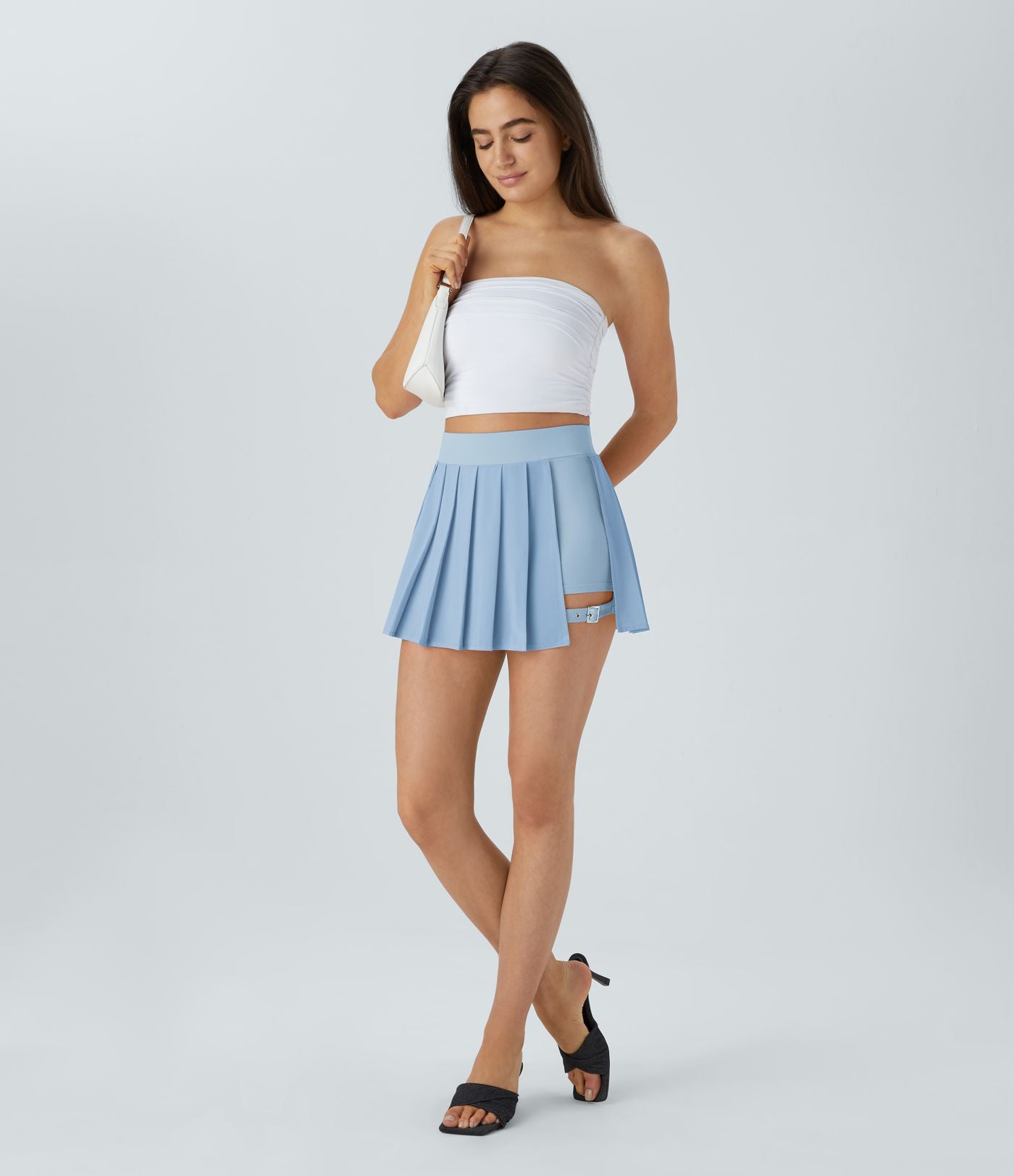 Breezeful™ Mini Jupe Soirée Plissée 2 en 1 Taille Haute Poche Latérale Boucle Réglable Séchage Rapide