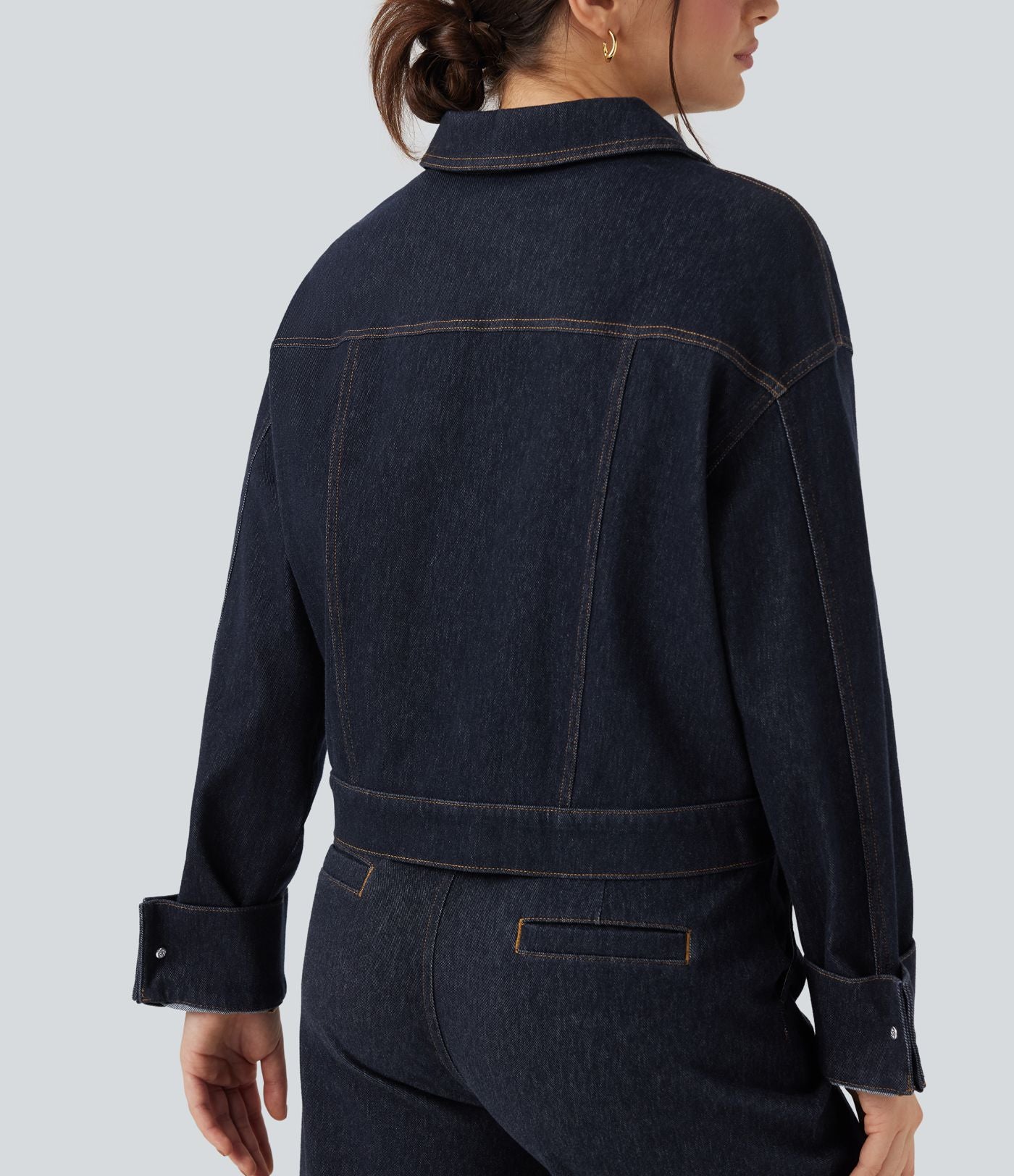 Veste denim Halara Flex™ col chemise manches longues