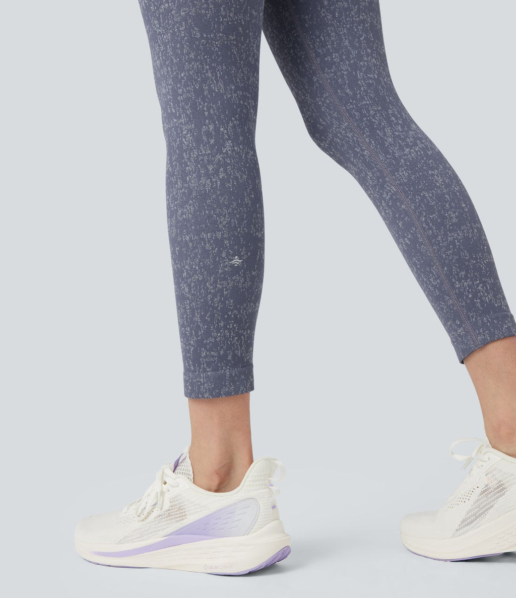 Legging yoga 7/8 taille haute moucheté sans couture OneForm Seamless Flow avec poches