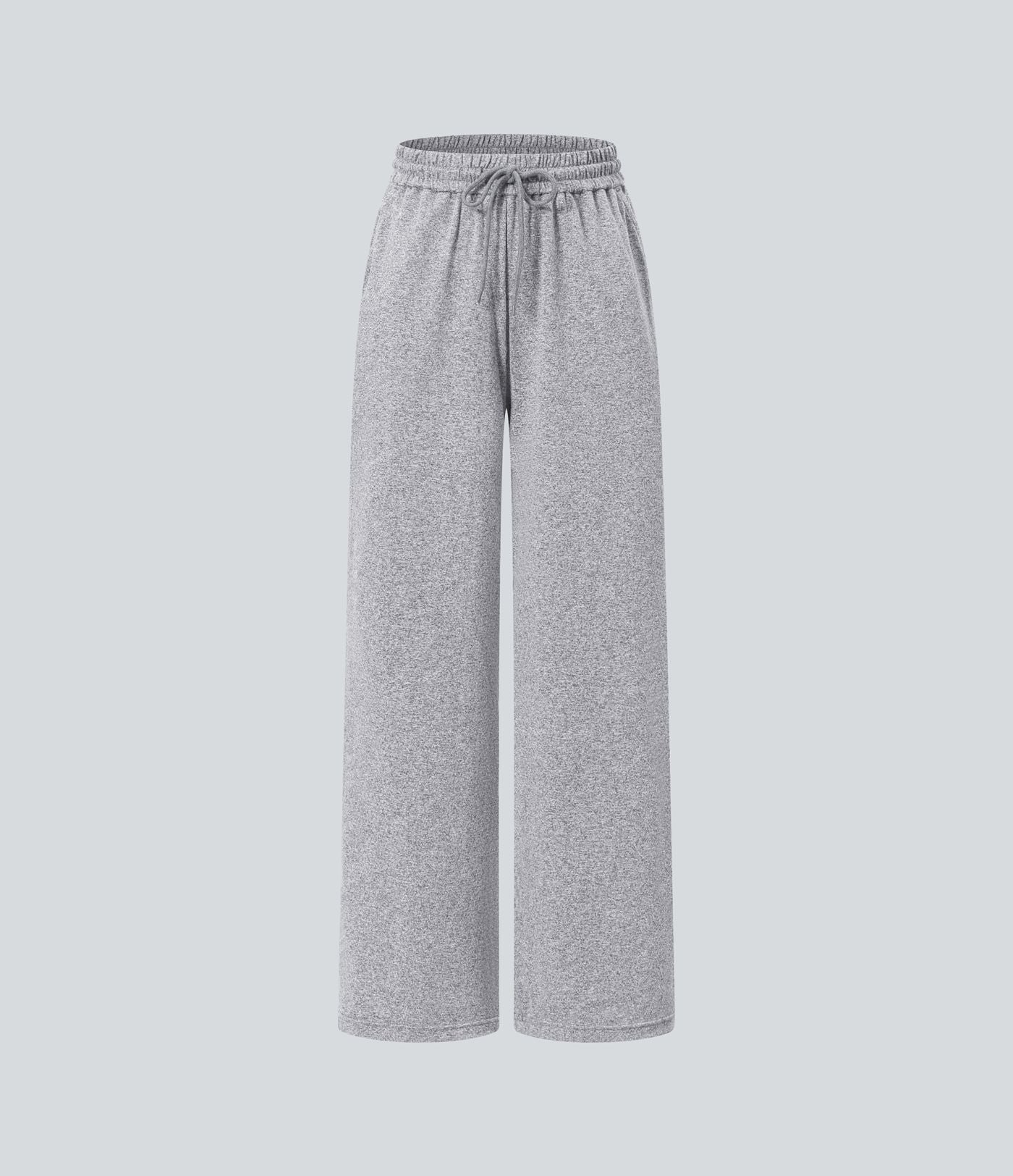 Pantalon large décontracté taille haute avec cordon de serrage et poches latérales