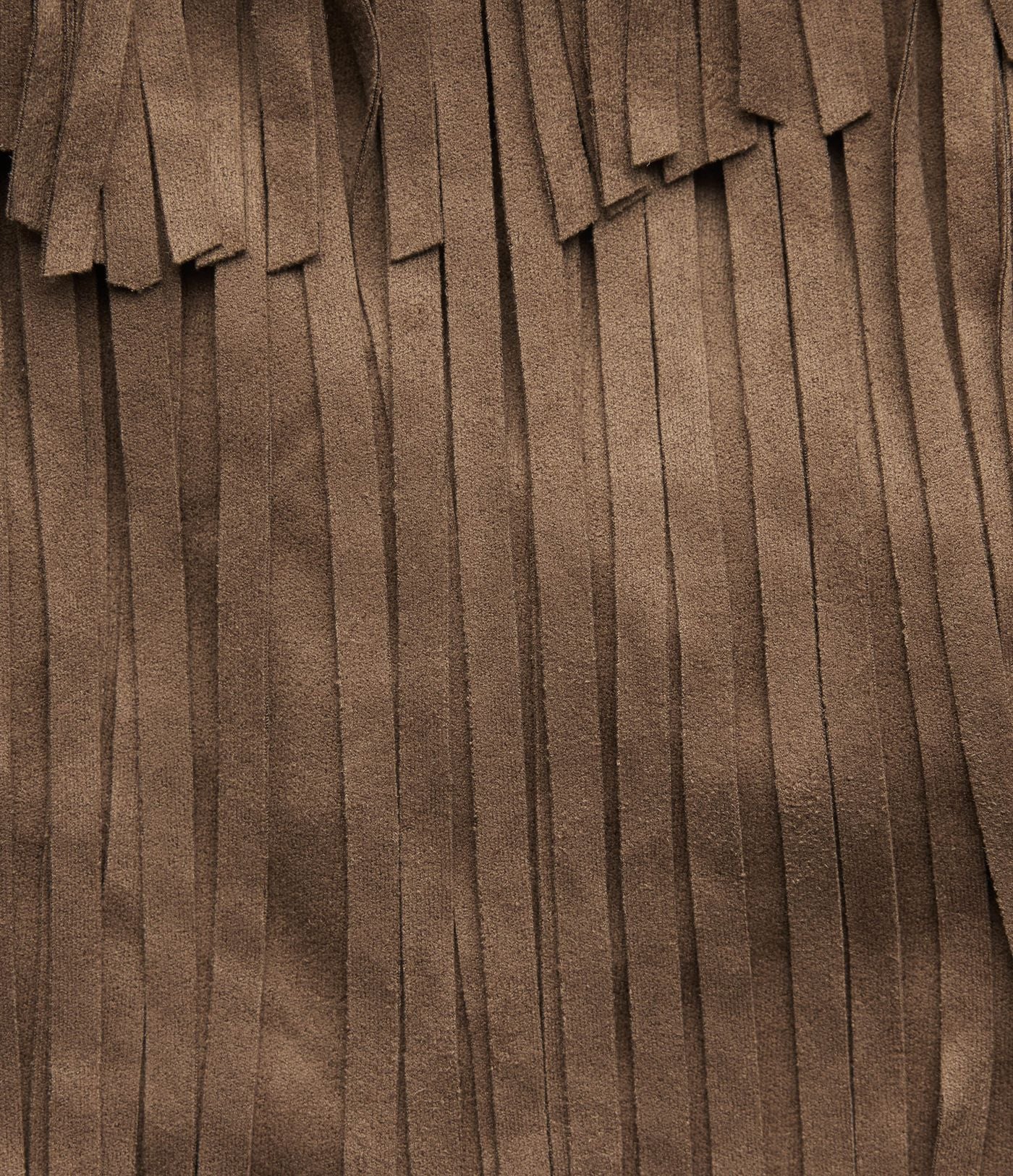 Jupe mini de soirée ajustée effet daim taille haute croisée 2-en-1 à franges