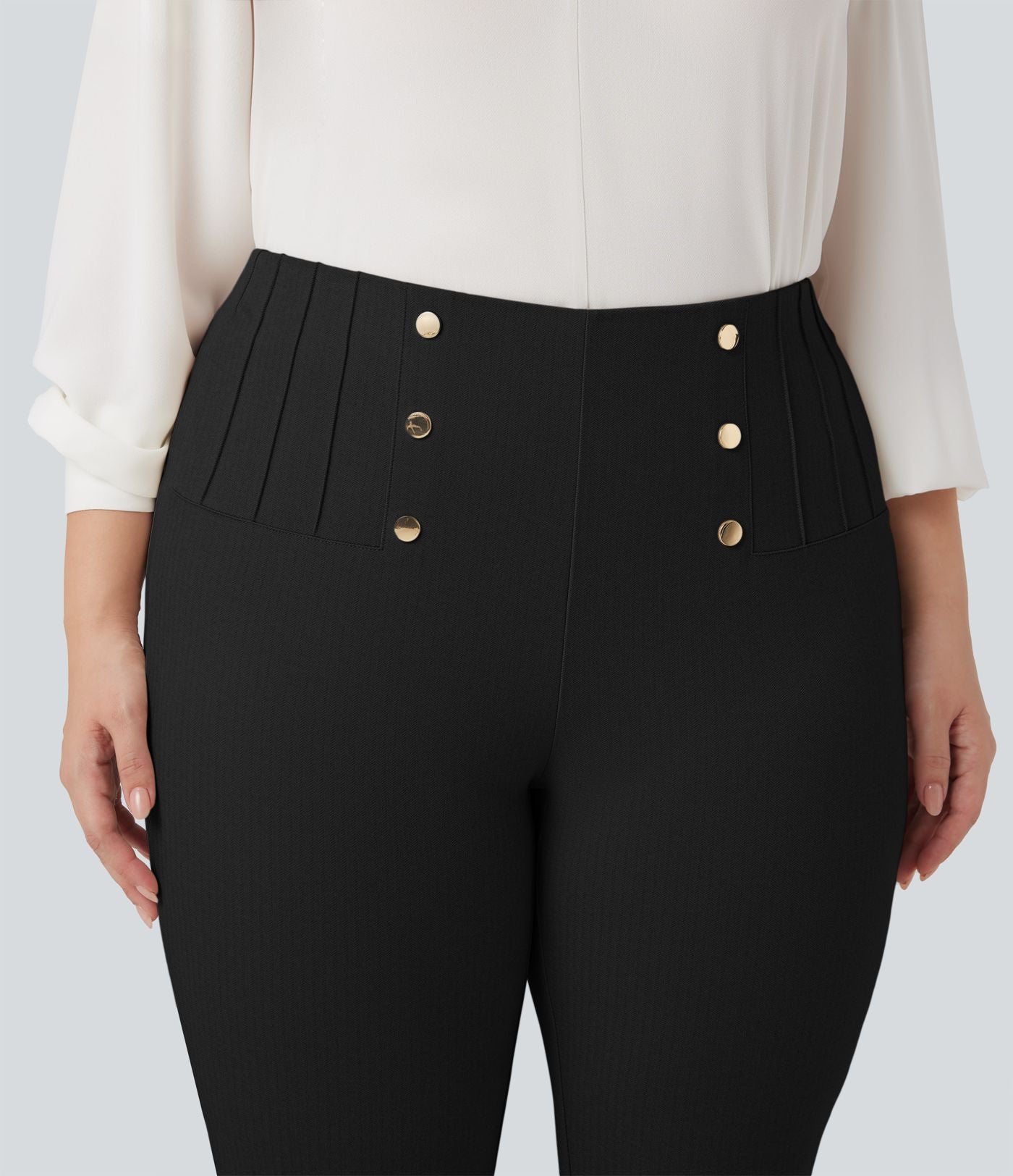 Legging de travail gainant taille haute grande taille motif chevrons avec poches