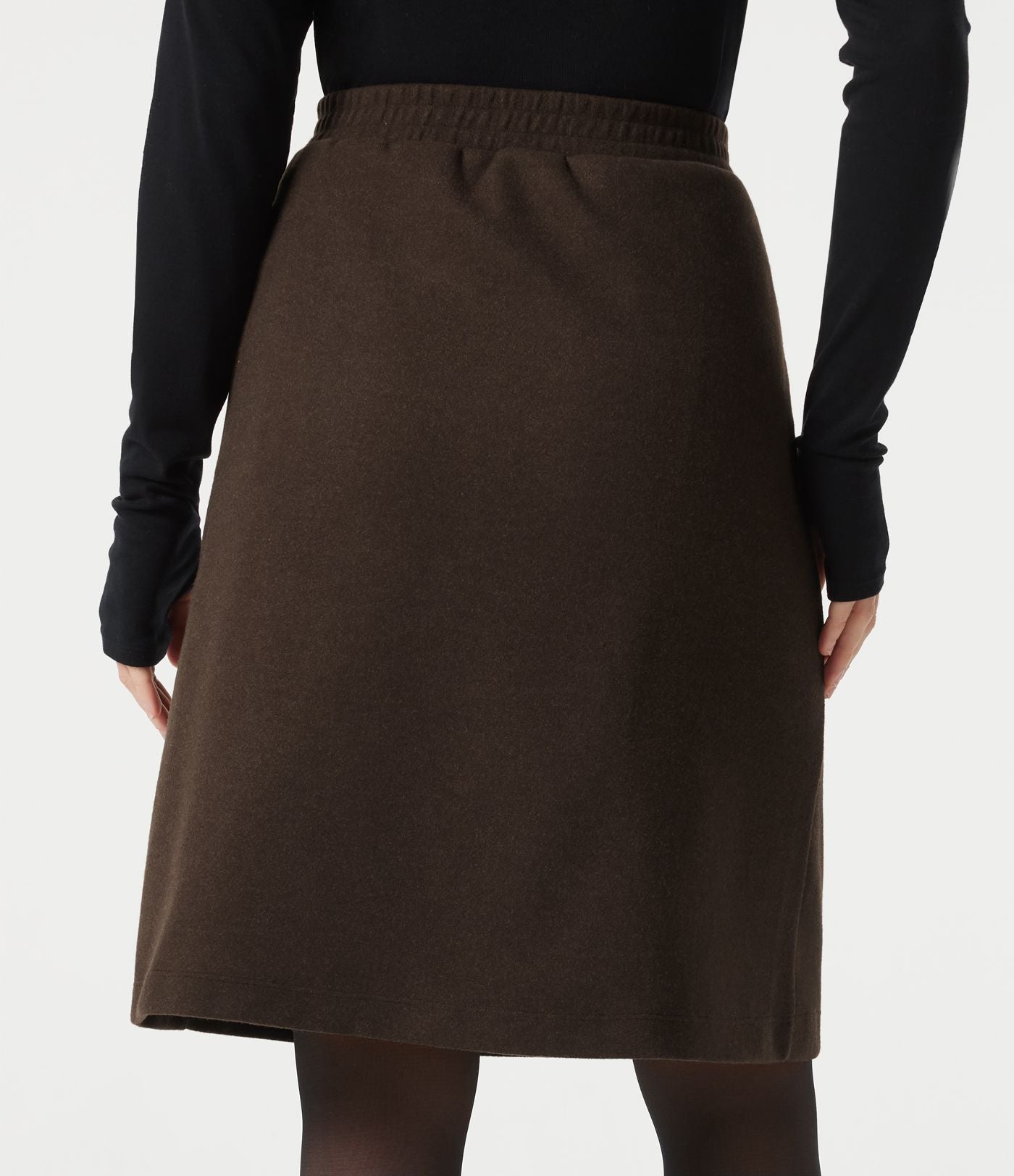 Jupe tailleur midi taille haute en polaire à poches