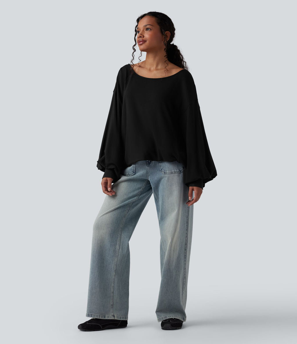 Sweat-shirt col bateau manches longues