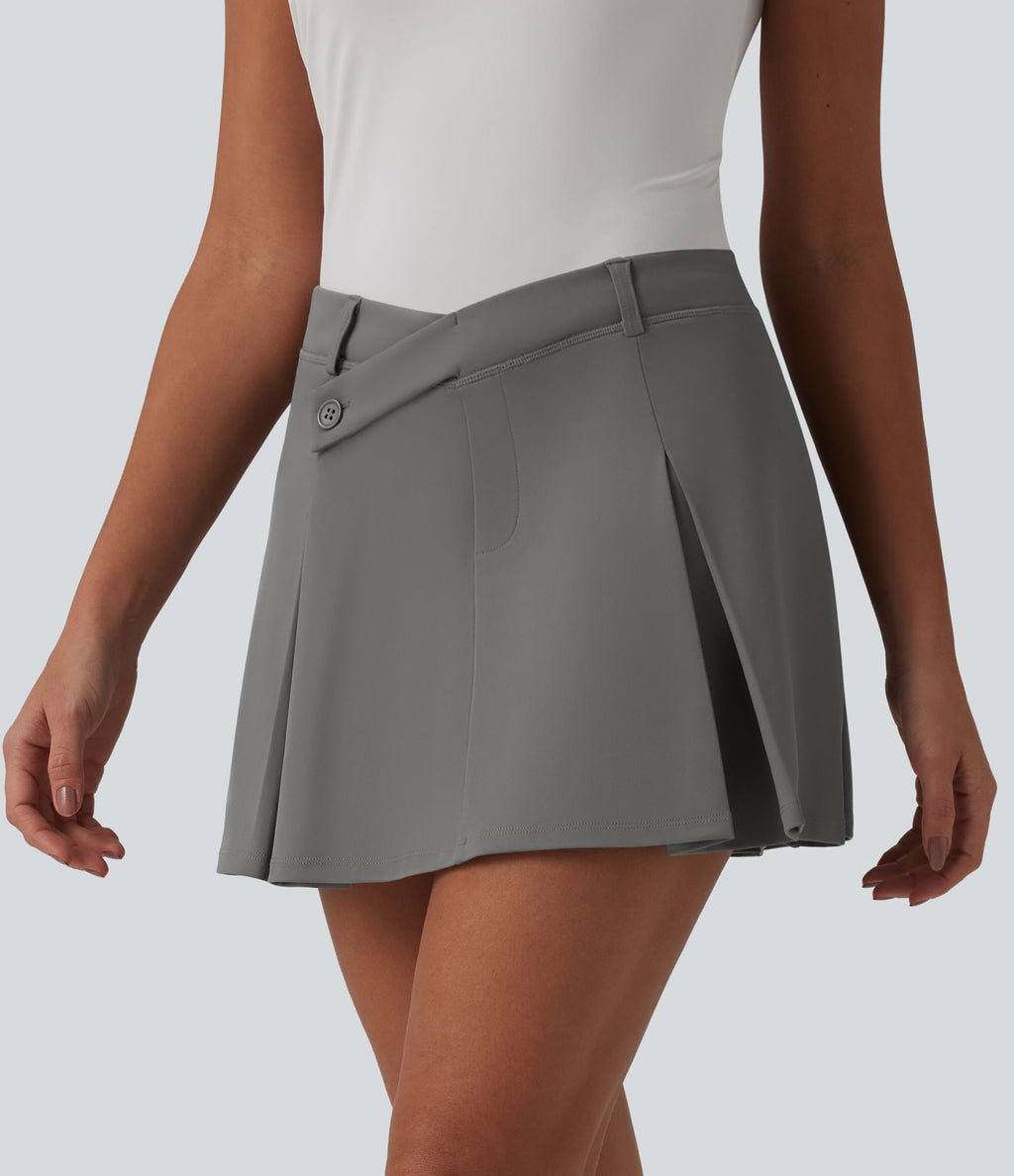 Jupe mini de golf plissée 2-en-1 DayStretch asymétrique taille mi-haute avec poches