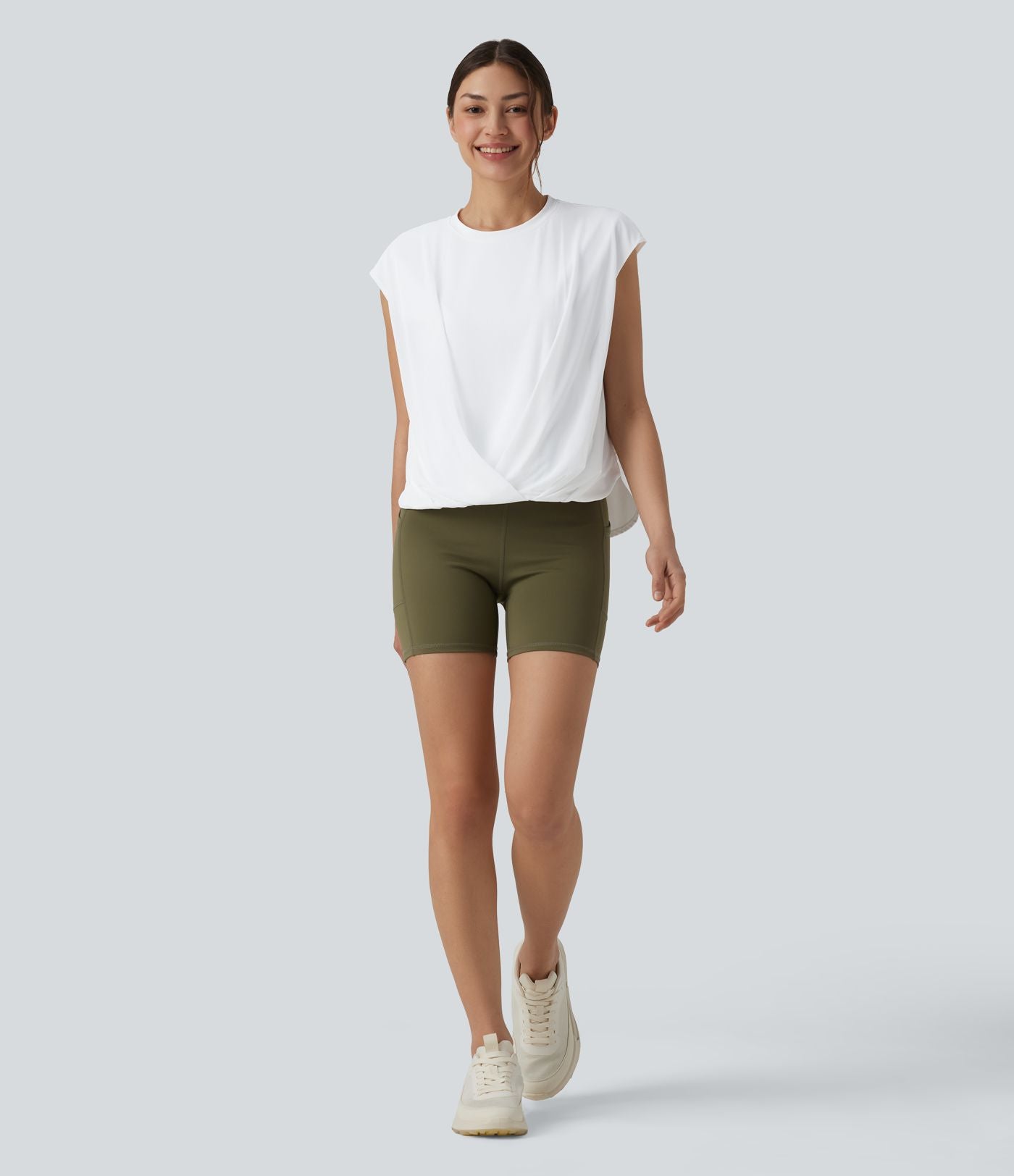 Haut de sport yoga SoftlyZero™ Airy col rond sans manches mesh contrastant effet frais InstantCool