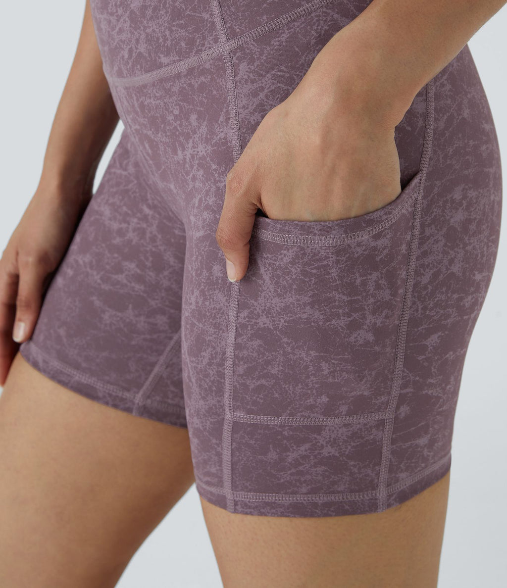 Short Course Biker Yoga Taille Haute avec Poches Latérales