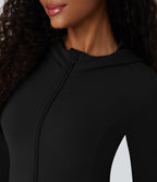 Veste SoftlyZero™ à capuche manches longues avec trous pouces détails plissés et poches-UPF50+