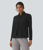 Chemise esprit bureau défroissage facile avec col foulard et manches longues