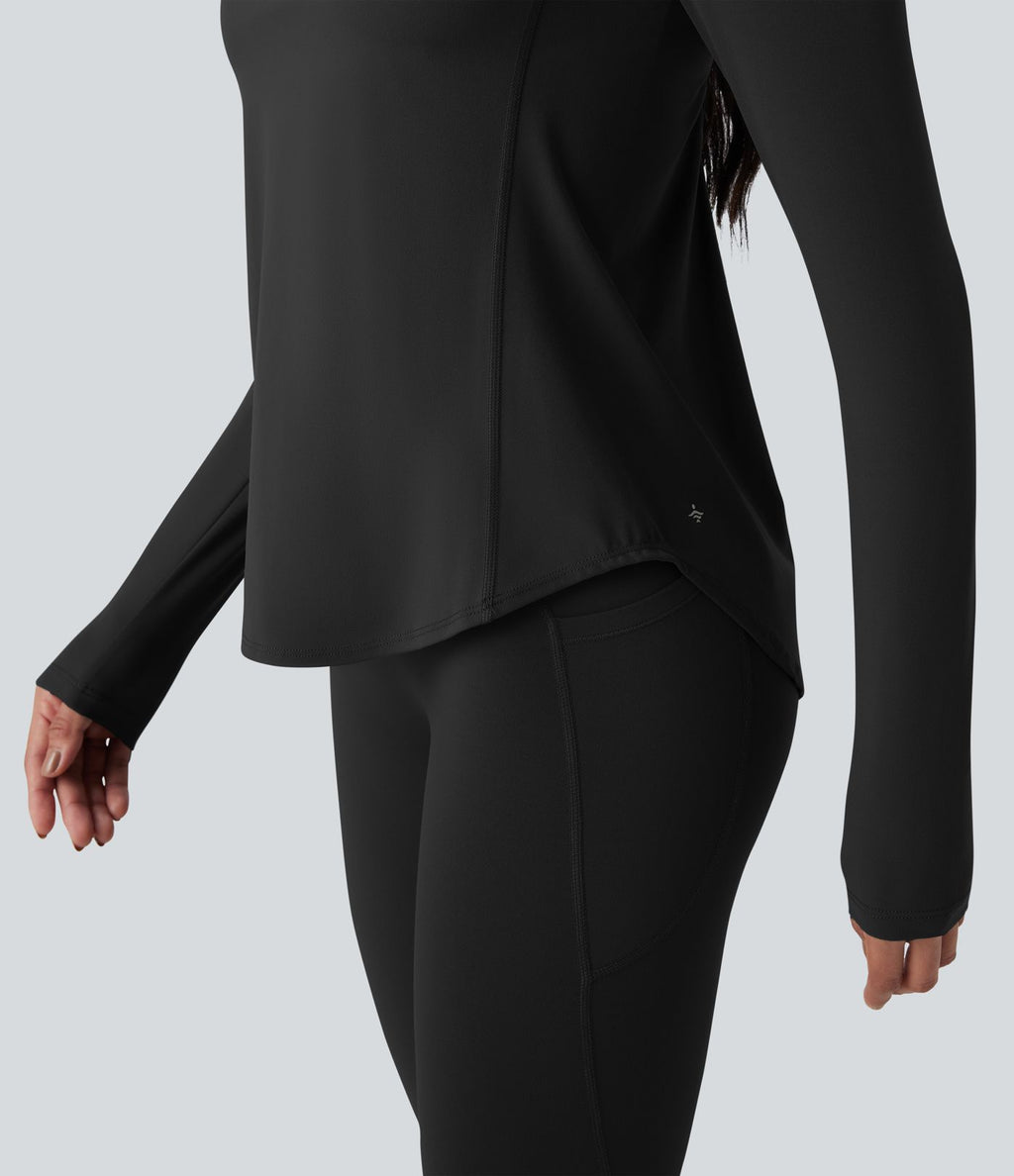 Haut de sport d'entraînement Halara UltraSculpt™ manches longues dos nu entrecroisé à ourlet arrondi