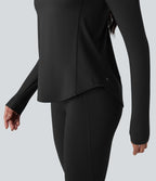 Haut de sport d'entraînement Halara UltraSculpt™ manches longues dos nu entrecroisé à ourlet arrondi