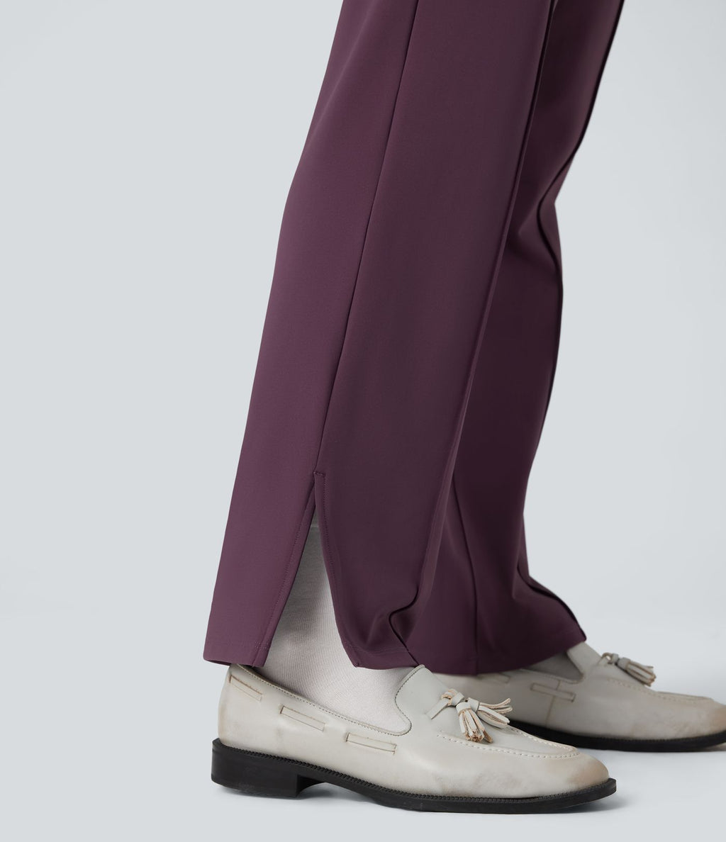 Pantalon tailleur thermique SoftlyZero™ Plush coupe droite ourlet fendu taille mi-haute avec poches