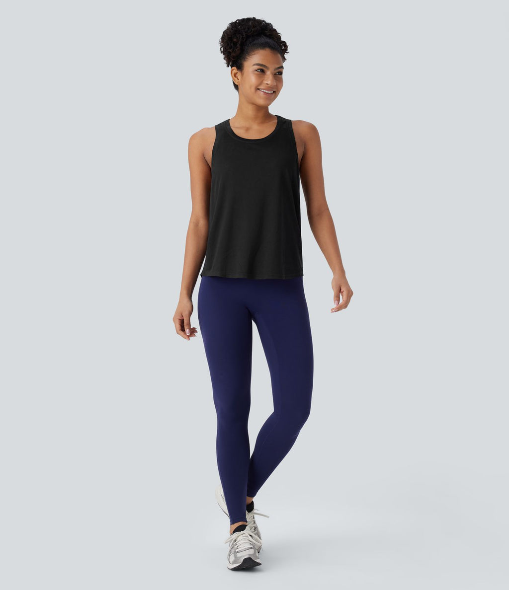 Haut de sport pour yoga à dos nageur et ourlet arrondi