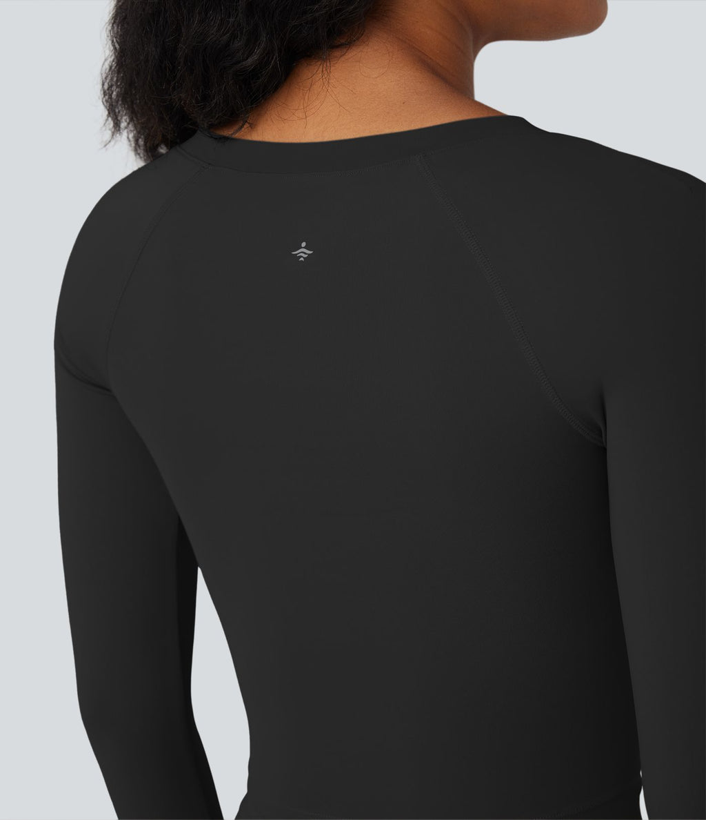 Haut de sport yoga court SoftlyZero™ QuickDry découpes manches longues avec trous pour pouces