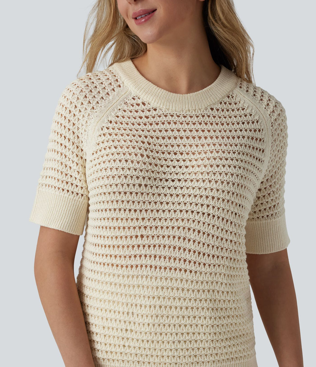 Pull col rond manches courtes